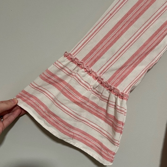 ENTRO Pink/Ivory Striped Long Bell Sleeve Mini Dress Size Small Spring Party - Picture 4 of 12